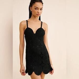 New NWT Simon Miller Beep Beep Crochet Black Mini Dress